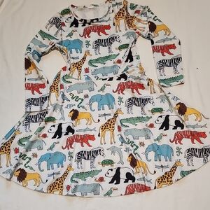 Zara| White Long Sleeve Dress with Multi-Color Animal Print Costume Play Sz S